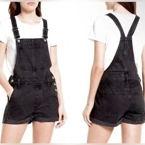 Madewell Black Denim Adirondack Jean Short Overalls Sz L